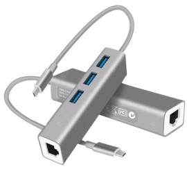 Type-C to 3-port USB3.0 / RJ45 Gigabit Ethernet Network Adapter