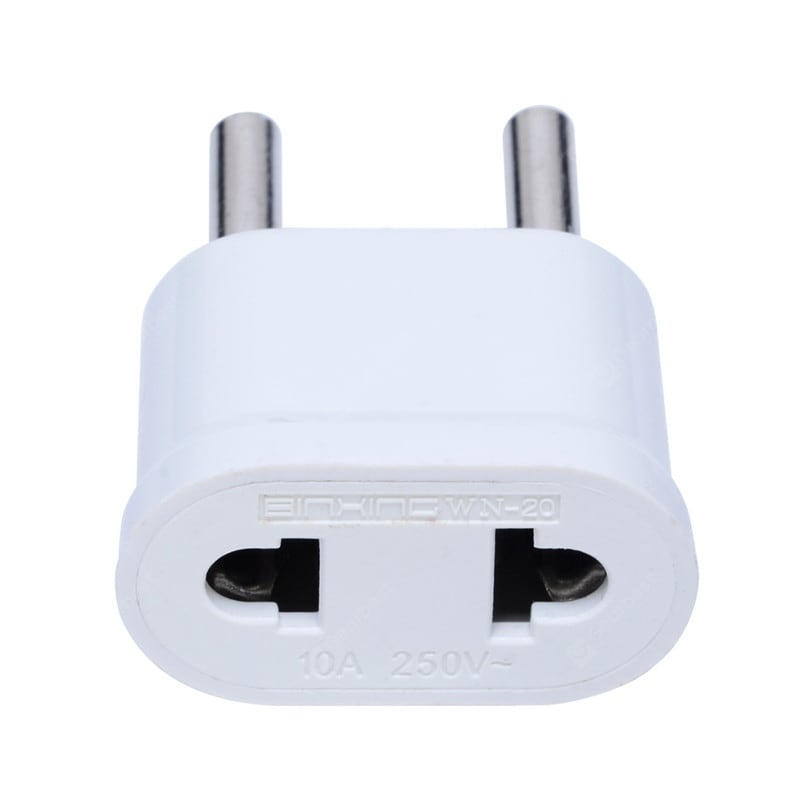 US To EU Plug White Travel Power Plug Adapter Converter Plug