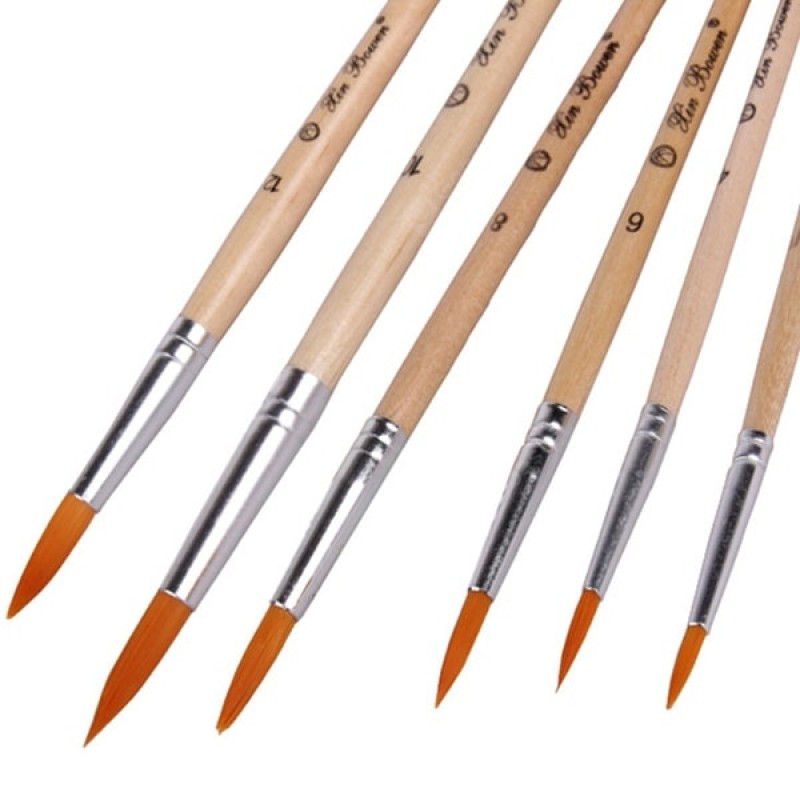 Professional Hardwood Acrylic Painting Brush 6PCS