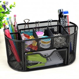 SP1287 8 Cell Metal Mesh Desktop Office Pen Pencil Holder Iron Desk Organizer School Supplies