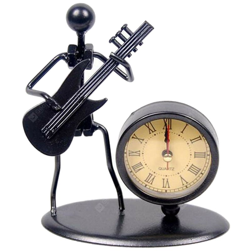 Office Decoration Creative Retro Iron Man Guitar Desk Clock