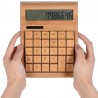 SP1448 CS29 Multi-function calculator 12-digit photoelectric double drive bamboo material (built-in button battery)