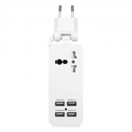 Portable Charging Station EU Plug with Universal Outlet and 4 USB Ports