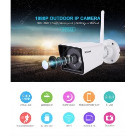 Sricam IP Camera  1080P H.264 Wifi Megapixel Wireless CCTV Security IP Camera TF Slot AU White