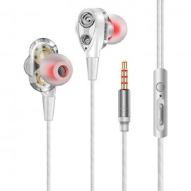 Quad-core Double Moving Ring Metal Super Bass Headphones In-ear Line Control Music HIFIi Headphones