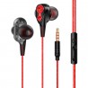 Quad-core Double Moving Ring Metal Super Bass Headphones In-ear Line Control Music HIFIi Headphones