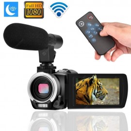 Remote Control Digital Camera Wifi Camcorder Full HD with Microphone 2 Batteries