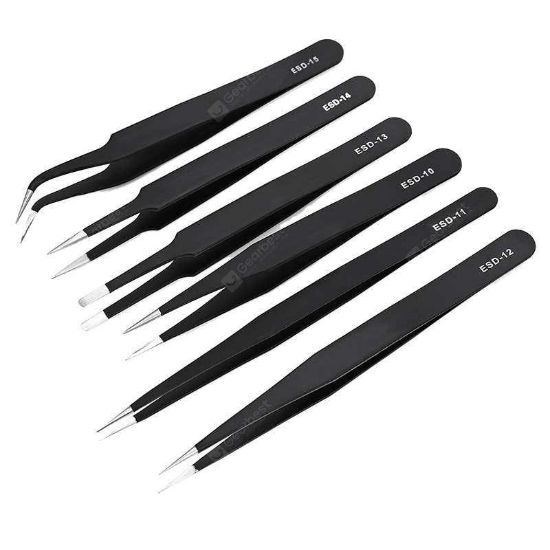 Stainless Steel Tweezers 6pcs