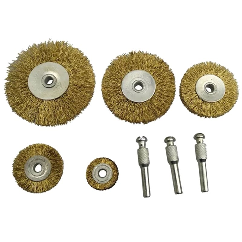 Stainless Steel Wire Brush Copper Woodworking Polishing Grinding Head 8pcs