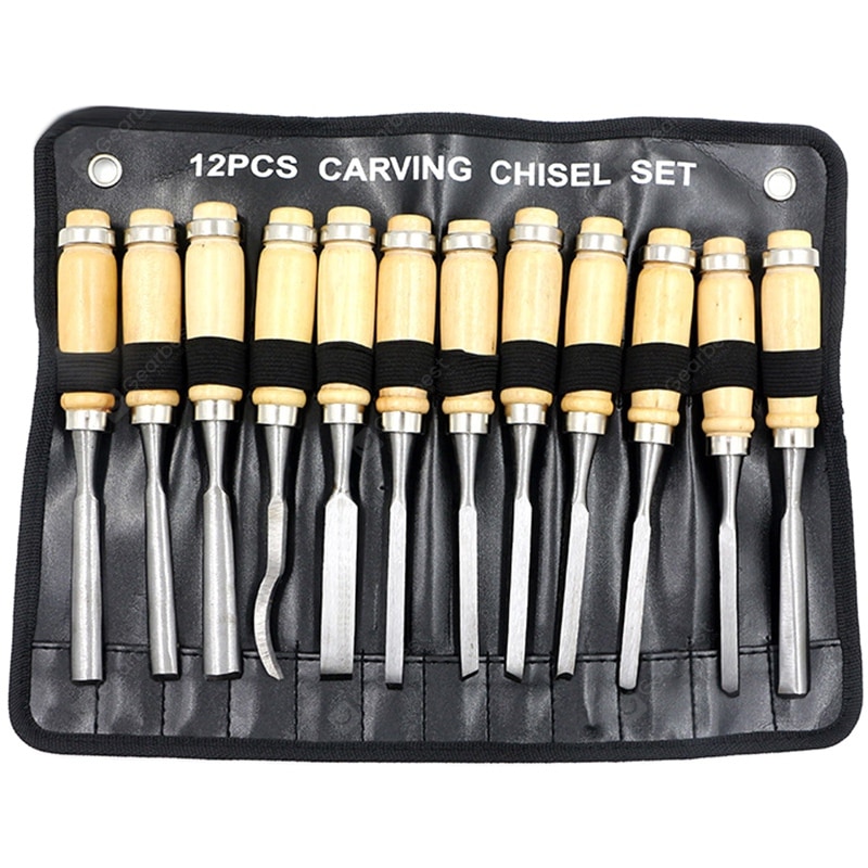 Woodworking Tool Handle + Chisel 12pcs