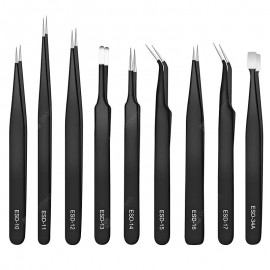 Stainless Steel ESD Anti-static Tweezer 9PCS