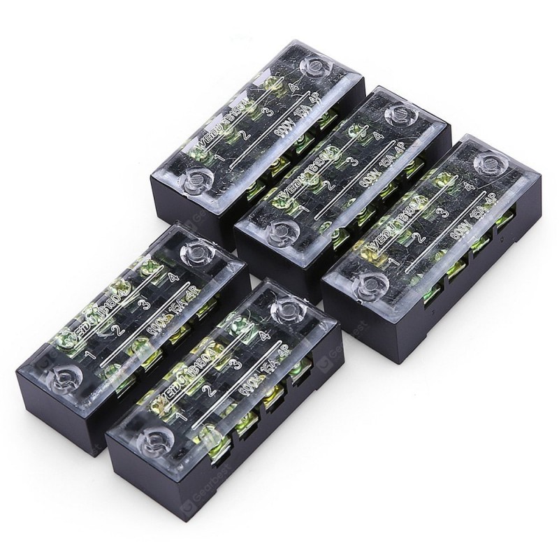 TB - 1504 2 Rows Screw Barrier Terminal Block Connector 5PCS