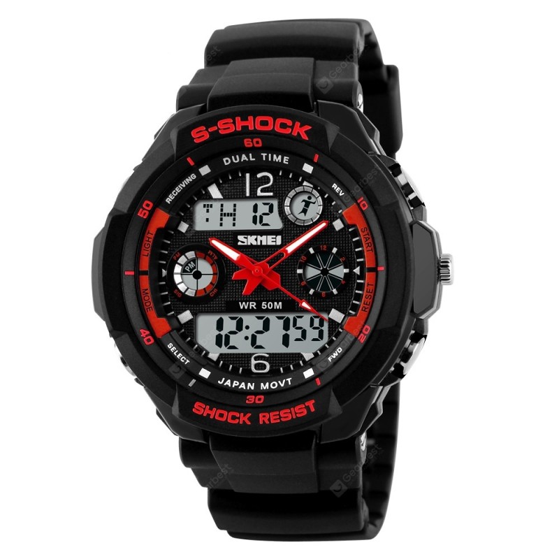 SKMEI Men Fashion  Dual Display Sport Watch Waterproof Electronic LED Clock