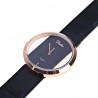 Quartz Watch with Hollow-out Dial Leather Watchband for Women