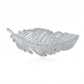 Plant Feather High-Grade Brooch Buckle Micro-Inlaid Zircon