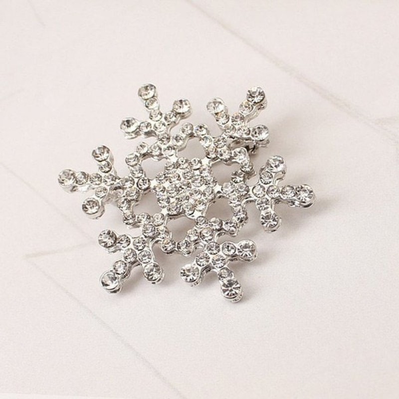 Rhinestone Christmas Snowflake Brooch