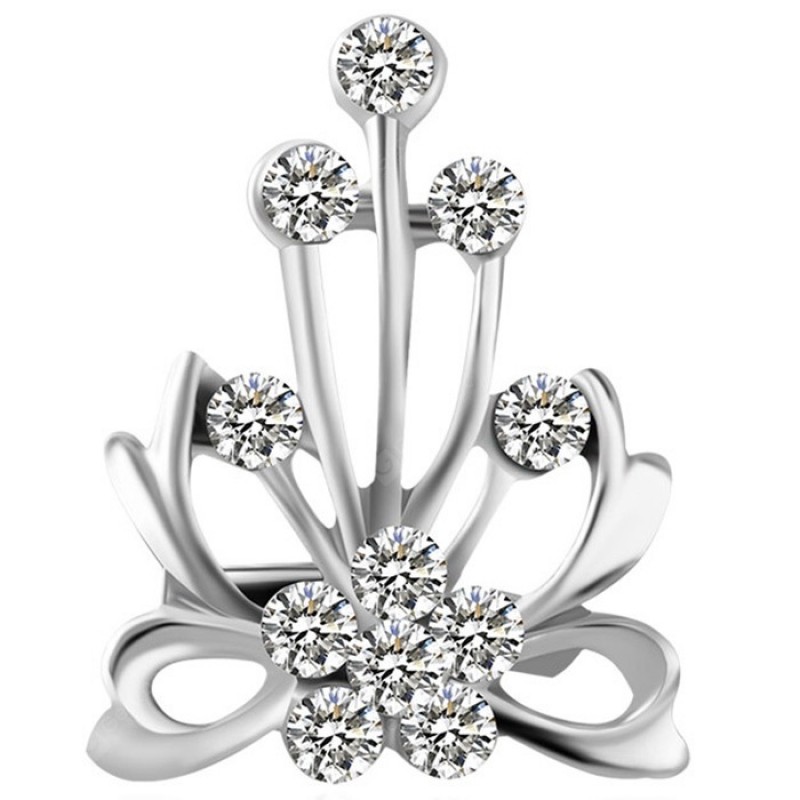 Zinc Alloy Flower Crystal Rhinestone Brooch for Woman