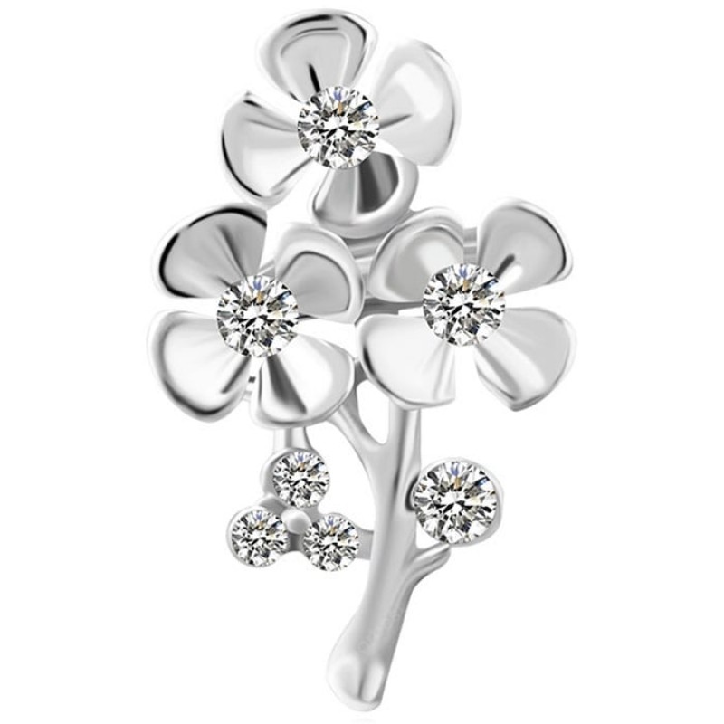 Zinc Alloy Crystal Rhinestone Flower Brooch