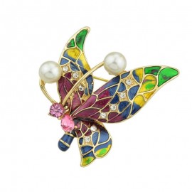 Vintage Style Rhinestone Inlay Butterfly Brooch