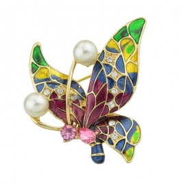 Vintage Style Rhinestone Inlay Butterfly Brooch