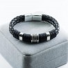 Retro Fashion Personality Double Woven Leather Bracelet Stainless Steel Magnet Buckle Bracelet