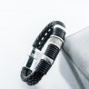 Retro Fashion Personality Double Woven Leather Bracelet Stainless Steel Magnet Buckle Bracelet