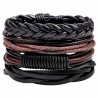 Retro DIY Woven Leather Men Bracelet 4pcs