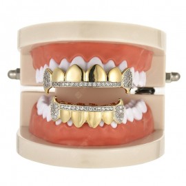 Rhinestone Hip Hop Top Bottom Teeth Grillz Set