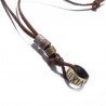 Vintage Alloy Pendant Leather Rope Necklace Male And Female Fashion Wild Long Leather Rope Sweater Chain