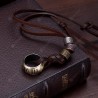 Vintage Alloy Pendant Leather Rope Necklace Male And Female Fashion Wild Long Leather Rope Sweater Chain