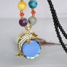 Retro Long Necklace Gemstone Pendant Accessories Sweater Chain