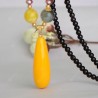 Retro Long Necklace Gemstone Pendant Accessories Sweater Chain