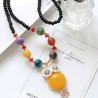 Retro Long Necklace Gemstone Pendant Accessories Sweater Chain