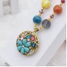 Retro Long Necklace Gemstone Pendant Accessories Sweater Chain