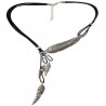 Vintage Faux Leather Rhinestone Leaf Sweater Chain Jewelry For Women