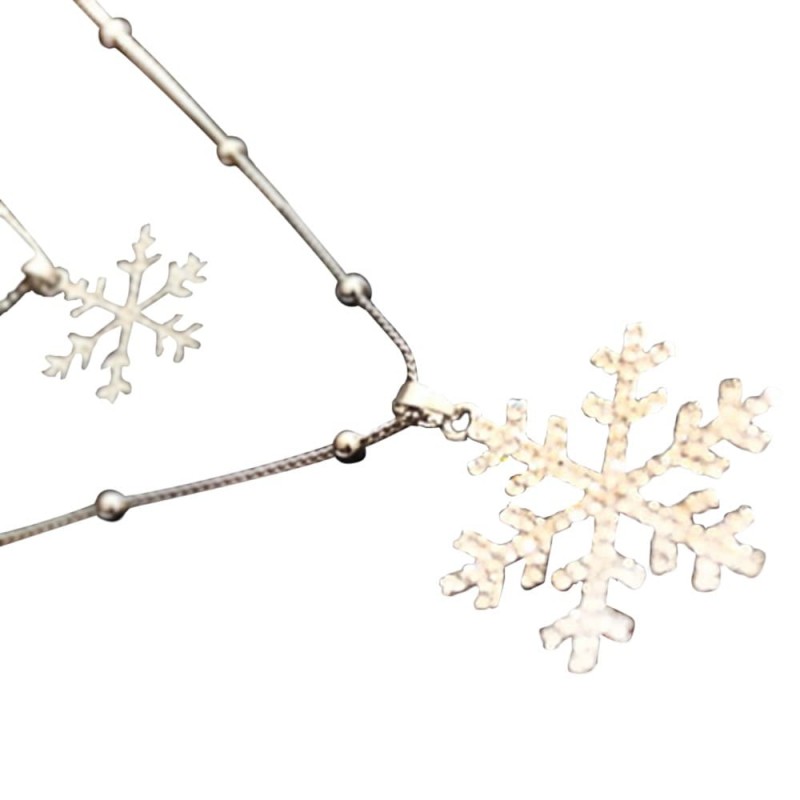 Stylish Layered Cut Out Rhinestone Snowflake Charm Sweater Chain For Women