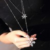 Stylish Layered Cut Out Rhinestone Snowflake Charm Sweater Chain For Women