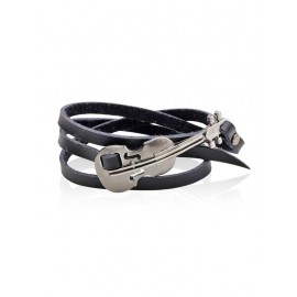 Retro Faux Leather Alloy Violin Wrap Bracelet