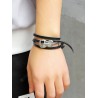 Retro Faux Leather Alloy Violin Wrap Bracelet