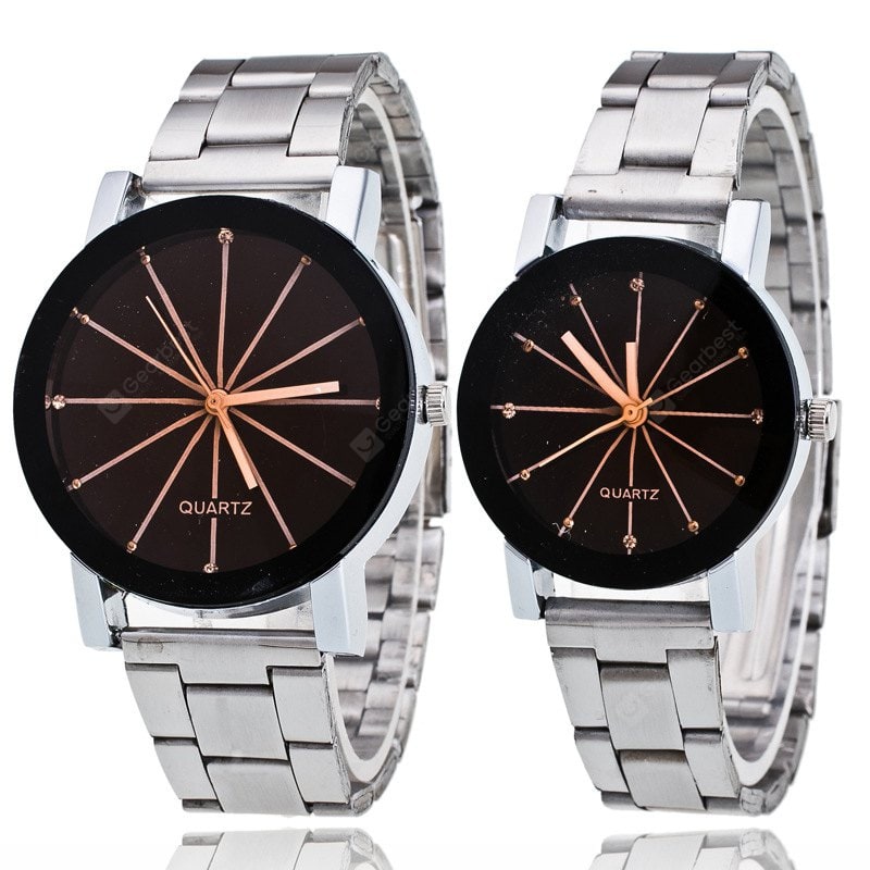 REEBONZ 2 Pcs Couple Steel Sun Ray Couple Watch