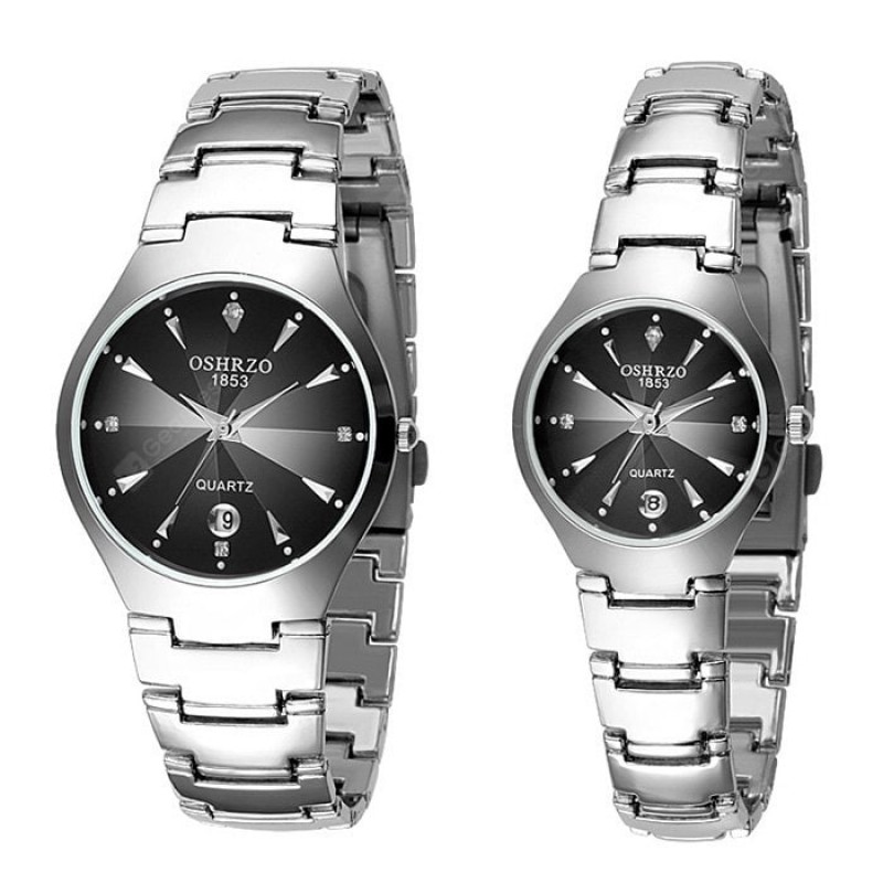 OSHRZO os8015g1 Chic Couple Quartz Watch Rhinestone Date Display