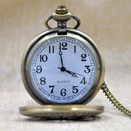 REEBONZ Steampunk Vintage Train Quartz Pocket Watch Necklace Pendant