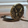 Retro Bronze Butterfly Quartz Pocket Watch