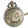 REEBONZ Steampunk Vintage Playing Cards Hollow Quartz Pocket Watch Necklace Pendant23