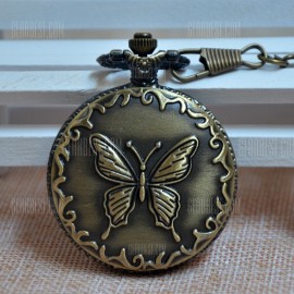 REEBONZ Vintage Butterfly Quartz Pocket Watch Necklace Pendant