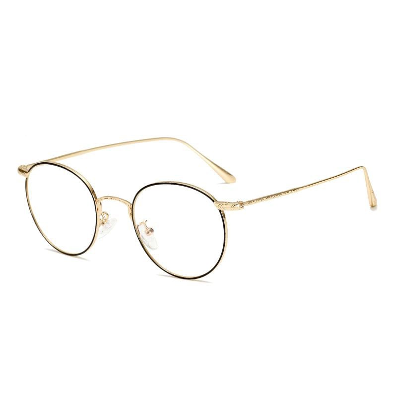 Retro Metal Frame Glasses Flat Mirror for Myopia Glasses