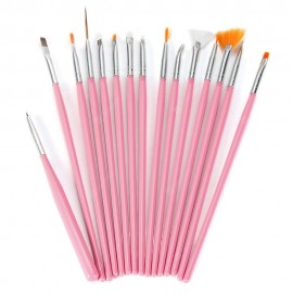 15Pcs Nail Art Design Painting Pen Brush Tool Set with Wooden Handle DIY Fit Tips