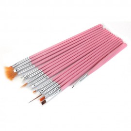 15Pcs Nail Art Design Painting Pen Brush Tool Set with Wooden Handle DIY Fit Tips