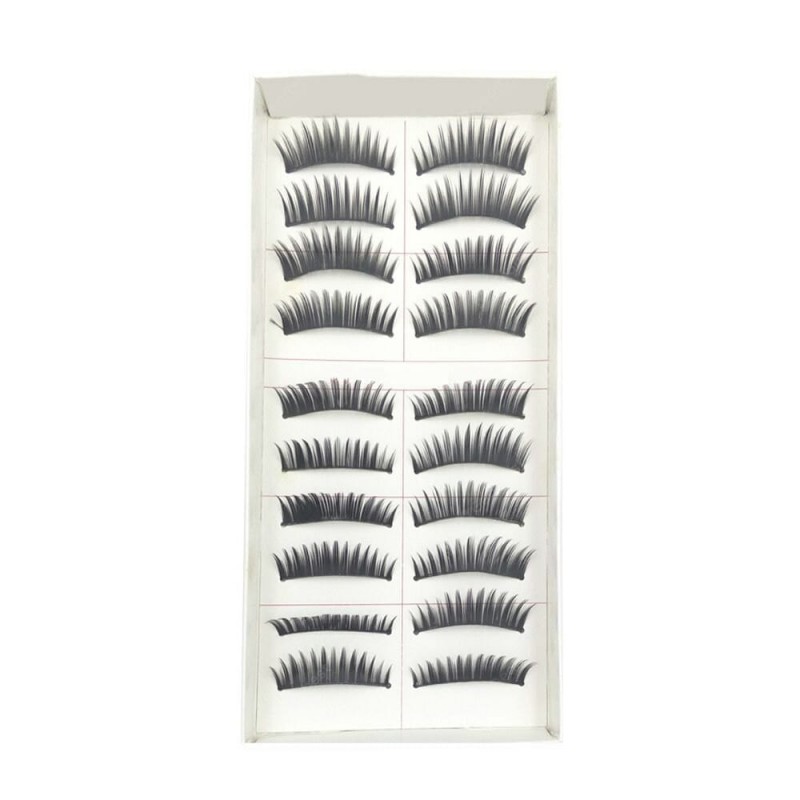 10 Pairs of Natural Long Black Stems Thick False Eyelashes