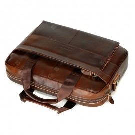 Vintage men's Cow Leather Briefcase Laptop Briefcase